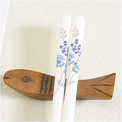 EIERFSKIOT Chopsticks Reusable chop Sticks 10 Pairs Porcelain Chopsticks Reusable Blue and White Ceramic Chinese Chopsticks for Family Use with Box(Color:C;Size:24.8Cm)