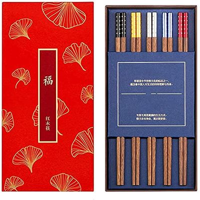 EIERFSKIOT Chopsticks Reusable chop Sticks 5 Pairs Colourful Japanese Chopsticks Reusable for Kitchen and Hotel Sushi Noodle Hot Pot Tableware(Color:C)
