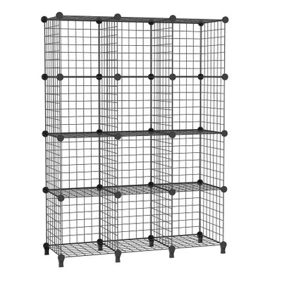 AWTATOS Wire Cube Storage Organizer, Closet Organizers and Storage, Metal 12 Cube Storage Shelves Bookshelf, Portable Closet Clothes Organizer for Bedroom, Home, Office, Black