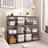 AWTATOS Wire Cube Storage Organizer, Closet Organizers and Storage, Metal 12 Cube Storage Shelves Bookshelf, Portable Closet Clothes Organizer for Bedroom, Home, Office, Black view 4