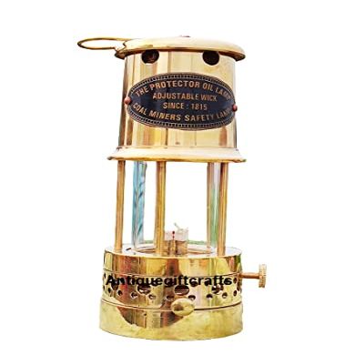 Shiny Brass Nautical Minor Lamp ~ Vintage Maritime Ship Boat Oil Lantern Home Decor