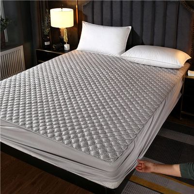 CFYCYHDZHT Bed Sheet Set Queen Size Brushed Quilted Thicker Bed Sheet, Bedroom Hotel Homestay Solid Color Non Slip Mattress Protector Bed Cover Grey 200200cm