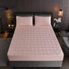 CFYCYHDZHT Full Fitted Sheet Soft Comfortable Cotton Quilted deep Pocket Fitted Sheets,Bedroom Homestay Non Slip Solid Color Bed Sheets Bed Cover Stripes Pink 200220cm+25cm view 1