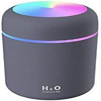 Portable Colorful Mini Humidifier - Essential Oil Diffuser - H2O Humidifier -Portable Mini 300 ml USB Air Humidifier for Bedroom, Car, Office, Desktop with Colorful light & 2 Mist Modes (Black)