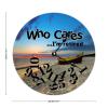 Aihesui Who Care I'm Retired Round Wooden Wall Clock Beach Sunset Boat Beautiful Scenery Silent Non-Ticking for Living Room Bedroom Office Kitchen Home Decorate Wall Clock 15x15inch view 2