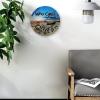 Aihesui Who Care I'm Retired Round Wooden Wall Clock Beach Sunset Boat Beautiful Scenery Silent Non-Ticking for Living Room Bedroom Office Kitchen Home Decorate Wall Clock 15x15inch view 3