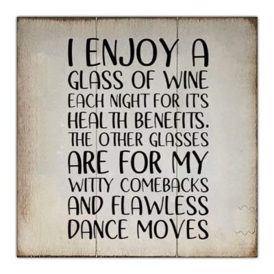 Aihesui Wood Signs Wall Hanging Wall Decoration I Enjoy a Glass of Wine Each Night Signs for Living Room Kitchen Batheroom Bedroom Office School 12x12inch