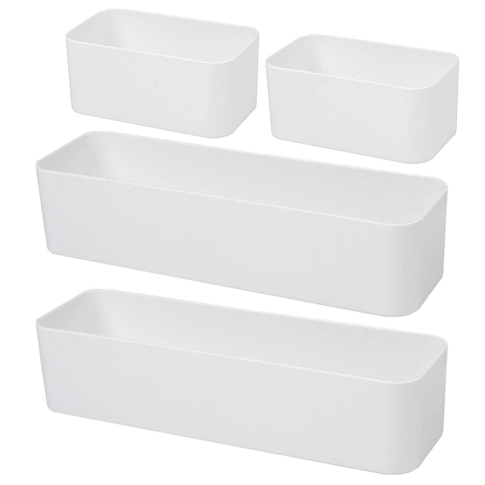 Cabilock Wall Mounted Storage 4pcs Storage Boxes White Living Room Tv Controller Mobile Phone Toiletries