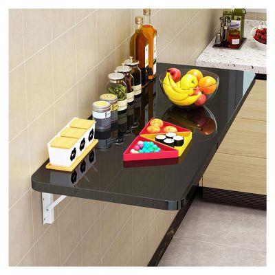ALGWXQ Table Companion Storage Shelf Wall Mounted Fold Down Table Floating Desks for Laundry Room Home Bar Kitchen Dining Room Space Saving (Color : Black, Size : 70x50cm)
