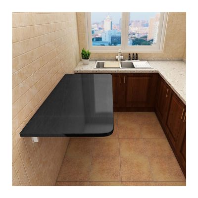 ALGWXQ Wall Mounted Fold Down Table Table Companion for Laundry Room Home Bar Kitchen Dining Room Space Saving Storage Shelf Floating Desks (Color : Black, Size : 50x50cm)