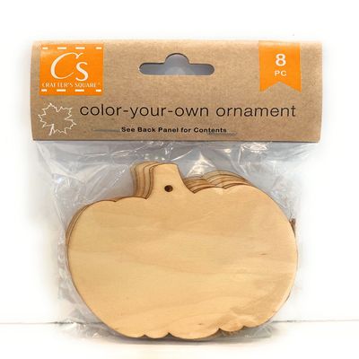Color-Your-Own-Ornament Autumn Fall Craft - Pumpkin Shape - 8 pc Count with Strings (Bundle with KC Tingamajig) Halloween