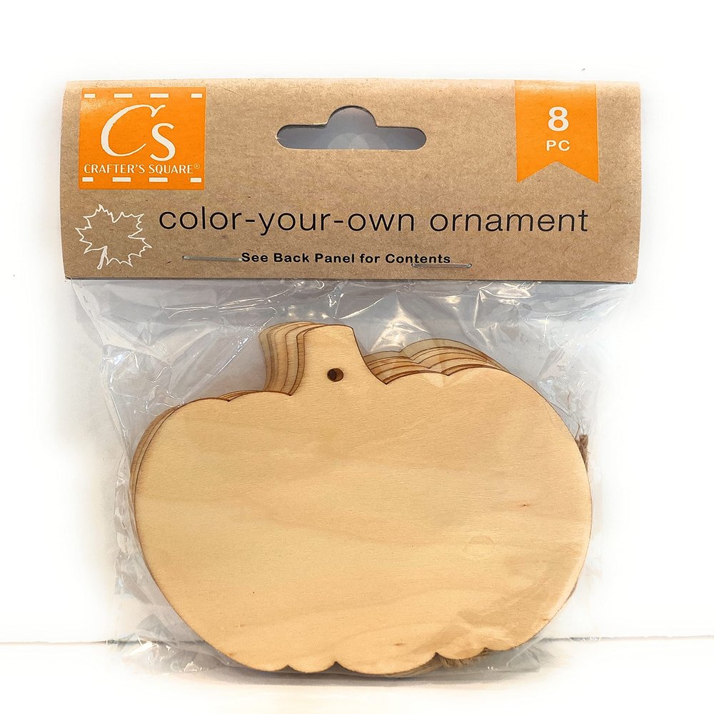 Color-Your-Own-Ornament Autumn Fall Craft - Pumpkin Shape - 8 pc Count with Strings (Bundle with KC Tingamajig) Halloween