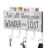 Not All Those Who Wander are Lost Key Holder for Wall, Mail Holder and Key Rack for Entryway, Farmhouse Home Decor Key Hooks, Rustic Key Hangers with 5 Hooks view 1