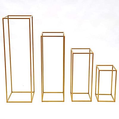 Helikim Wedding Metal Flower Stand/Rectangular Flower Floor Vase Column Display Rack for Home Party Wedding Decoration, 1Pack,40cm