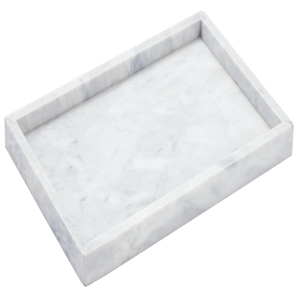 12 x 8 inch Real Natural Marble Vanity Tray, Genuine Marble Storage Tray for Cosmetics/Jewelry, Non-Resin/Non-Ceramic, Dresser Organizer Tray, Bathroom Tray, Home Decor, Kitchen, Coffee Table