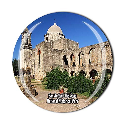 San Antonio Missions America 3D National Historical Park Fridge Magnet Souvenir Crystal Glass Magnet Travel Souvenir Collection Gift Home Kitchen Decoration