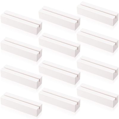 12 Pieces Wood Place Holders Wood Sign Table Number Stands Name Card Holder for Wedding Party Events Decoration(4.6x1.1x1 Inch,White)