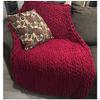 CERYTHRINA Chunky Knit Throw Giant Chenille Yarn Knitted Blanket Large Cable Chenille Arm Knitting Handmade Blankets for Cuddling up in Bed Sofa Home Bedroom Pet Bed Chair Sofa Yoga Mat Rug Wine red view 2