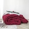 CERYTHRINA Chunky Knit Throw Giant Chenille Yarn Knitted Blanket Large Cable Chenille Arm Knitting Handmade Blankets for Cuddling up in Bed Sofa Home Bedroom Pet Bed Chair Sofa Yoga Mat Rug Wine red view 3