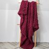 CERYTHRINA Chunky Knit Throw Giant Chenille Yarn Knitted Blanket Large Cable Chenille Arm Knitting Handmade Blankets for Cuddling up in Bed Sofa Home Bedroom Pet Bed Chair Sofa Yoga Mat Rug Wine red view 4