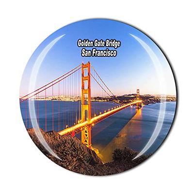 San Francisco America 3D Golden Gate Bridge Fridge Magnet Souvenir Crystal Glass Magnet Travel Souvenir Collection Gift Home Kitchen Decoration