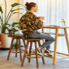 Barstools Bar Stools Upholstered Footrest and Swivel Seat Dining Chairs for Kitchen | Pub | Caf High Stool Max. Load 200kg Seat Height:73cm, with Brown Legs for Bistro Pub Caf Island Kitchen view 2