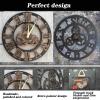 Clock Silent Roman Numerals Clock Gear Clock, 3D Decorative Gear Wall Clock, Wooden Home Decor Round Wall Clock, Indoor Home Decorative ClockGold and Slive view 3