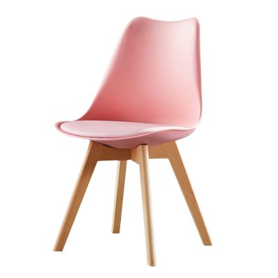 Dining Chairs PU Faux Leather Side Chair with Beech Wood Legs,Upholstered Accent Chair Dining Room Living Room Bedroom Kitchen Chairs (Color : Pink)