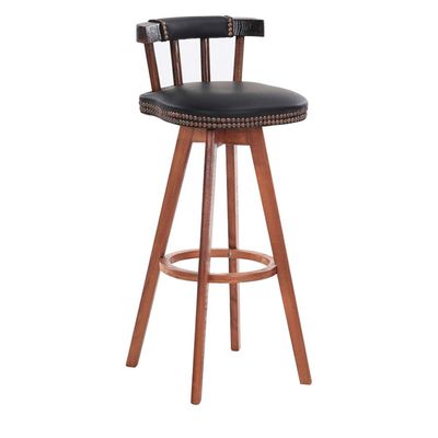 Barstools Retro Bar Stools Upholstered Footrest and Wood Backrest PU Cushion Swivel Seat Dining Chairs for Kitchen | Pub | Caf High Stool Max. Load 200kg Seat Height:80cm for Bistro Pub Caf Island