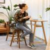 Barstools Retro Bar Stools Upholstered Footrest and Wood Backrest PU Cushion Swivel Seat Dining Chairs for Kitchen | Pub | Caf High Stool Max. Load 200kg Seat Height:80cm for Bistro Pub Caf Island view 2