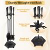 FEED GARDEN Fireplace Tools Set 5 Pieces Modern 32 Inch Outdoor Wrought Iron Fireplace Accessories Set with Log Holder Poker, Tong, Shovel, Brush, Base, Black view 3