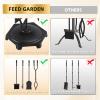 FEED GARDEN Fireplace Tools Set 5 Pieces Modern 32 Inch Outdoor Wrought Iron Fireplace Accessories Set with Log Holder Poker, Tong, Shovel, Brush, Base, Black view 4
