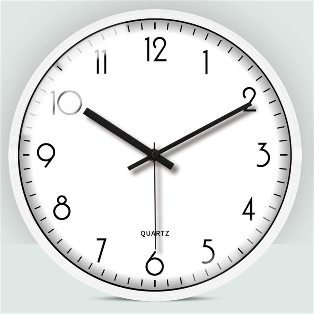 Clock Wall Clock Non-Ticking Silent Battery Operated Round Wall Clock Simple Style Decor Clock for Home/Office/School/Kitchen,10 Inch/ 12 Inch
