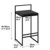 Barstools 2 Pcs 65CM Dining Chair | Full Backed Black Metal Bar Stools, Flannel Cushion Seat with Footrest & Back Pub | Caf Kitchen Stool Max. Load 200KG for Bistro Pub Caf Island Kitchen view 2