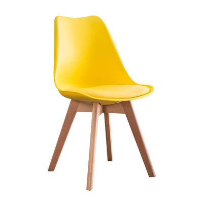 Modern Style Chair Dining Chairs, Upholstered PU Faux Leather Side Chair with Beech Wood Legs,for Kitchen, Dining, Bedroom, Living Room Chair (Color : Yellow)