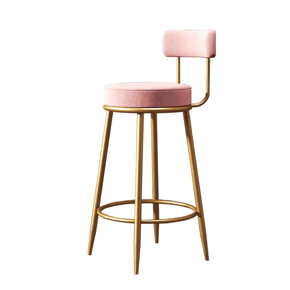 Barstools 25"/29" Contemporary Velvet Upholstered Kitchen Dining Chair, Sponge Backrest and Footrest, Bar Counter Chair for Pub Caf Bistro Restaurant Bar Chair Max. Load 400lb Pink for Bistro Pub C