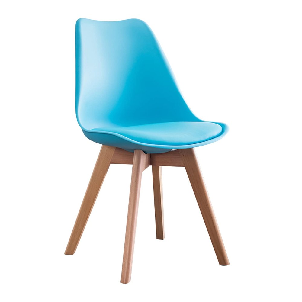 Modern Style Chair Dining Chairs, Upholstered PU Faux Leather Side Chair with Beech Wood Legs,for Kitchen, Dining, Bedroom, Living Room Chair (Color : Blue)