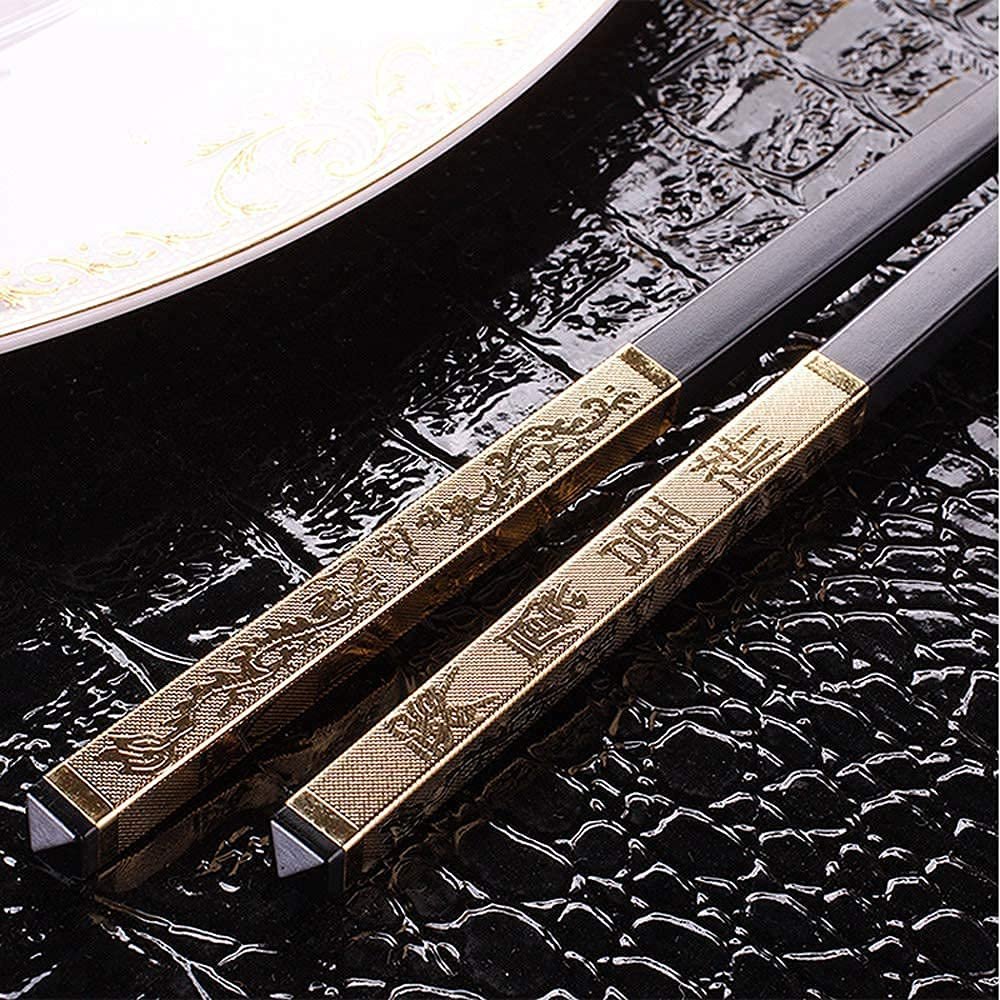 EIERFSKIOT Chopsticks Reusable chop Sticks 10 Pairs Fiberglass Chopsticks Non Slip Long Chinese Sushi Chopsticks Adults Tableware Reusable Alloy Chinese Chopsticks(Color:Gold;Size:27.2Cm)