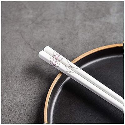 EIERFSKIOT Chopsticks Reusable chop Sticks 10 Pairs Porcelain Chopsticks Set Reusable Ceramic Chinese Chopsticks for Daily Use and Family Dinner Dishwasher-Safe Non Slip(Color:A;Size:24Cm)
