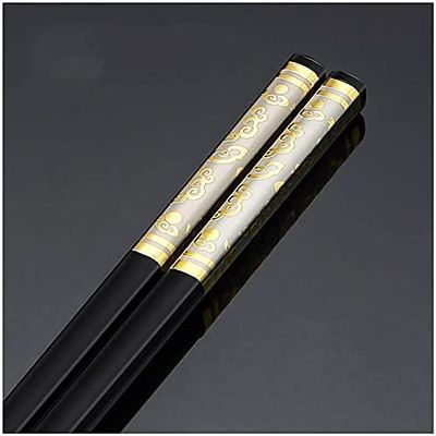 EIERFSKIOT Chopsticks Reusable chop Sticks 10 Pairs Fiberglass Chopsticks Gift Set Dishwasher-Safe Insulation Anti-Skid Reusable Alloy Chinese Chopsticks(Color:Gold;Size:C)