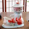 JINCAN Enamel porcelain color semi-automatic goldfish kung fu ceramic cup tea set creative personality Chinese cup view 2