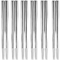 EIERFSKIOT Chopsticks Reusable chop Sticks Metal Chopsticks Set Reusable Japanese Chopsticks for Sushi Noodle Rice Insulation Not Hot or Slippery Asian Tableware(Color:6 Pair;Size:23Cm)