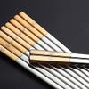 EIERFSKIOT Chopsticks Reusable chop Sticks Metal Chopsticks Set 10 Pairs Reusable Stainless Steel Japanese Chopstick for Sushi Noodle Rice Tableware Heat Insulating(Color:B;Size:23Cm) view 4