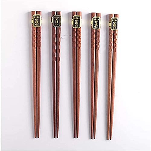 EIERFSKIOT Chopsticks Reusable chop Sticks 5 Pairs Japanese Sushi Chopsticks Reusable Chopsticks Gift Set for Kitchen and Hotel Box Non Slip Tableware(Color:B;Size:22Cm)