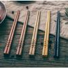 EIERFSKIOT Chopsticks Reusable chop Sticks 5 Pairs Japanese Sushi Chopsticks Reusable Chopsticks Gift Set for Kitchen and Hotel Box Non Slip Tableware(Color:B;Size:22Cm) view 2