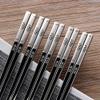EIERFSKIOT Chopsticks Reusable chop Sticks Reusable Chopsticks Food Grade Stainless Steel Chopstick 5 Pairs for Sushi Noodle Rice Lightweight Travel Non Slip(Color:C;Size:23Cm) view 2