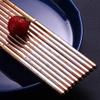 EIERFSKIOT Chopsticks Reusable chop Sticks 10 Pairs Metal Chopsticks Set Reusable Chinese Chopstick for Sushi Noodle Rice Non-Slip Heat Insulating Tableware(Color:Black;Size:23Cm) view 2