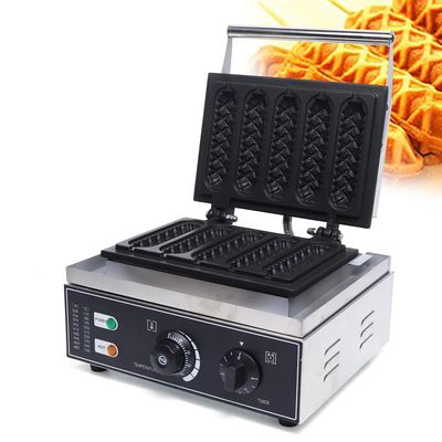 Commercial Corn Dog Waffle Maker Machine, 5Pcs French Hot Dog Machine Non-Stick Corn Dog Maker Waffle Dog Maker Electric Oven with Timing and Precise Temperature Control 1500 W