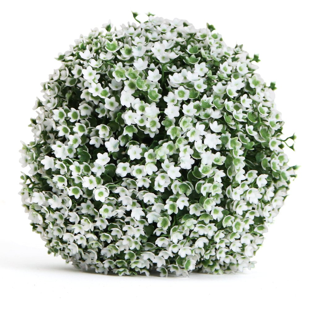 3rd Street Inn Small Baby's Breath Topiary Ball - Artificial Plant Set - Indoor/Outdoor Wedding Party Decor - Faux Foliage Garden Sphere - Tree and Bush Substitute (7", 8 Pack)