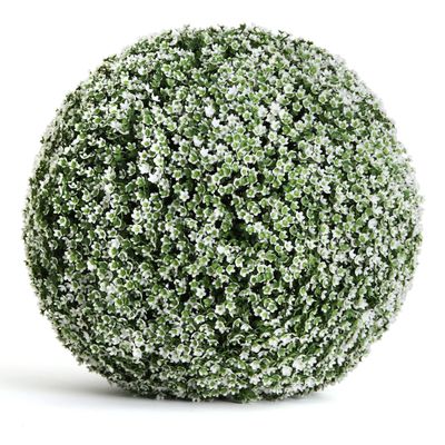 3rd Street Inn Large Baby's Breath Topiary Ball - Artificial Plant Set - Indoor/Outdoor Wedding Party Decor - Faux Foliage Garden Sphere - Tree and Bush Substitute (15")